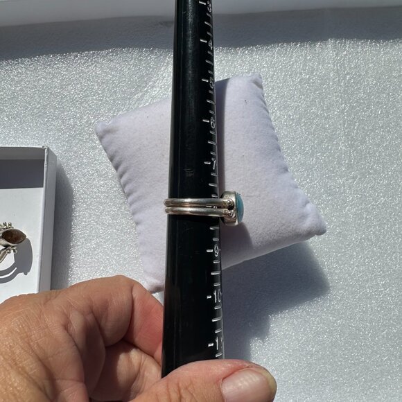 Larimar and Amber 925 FLIP Ring Size 8 - Picture 8 of 8